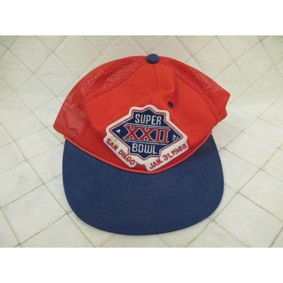 Super Bowl XXII 1988 Vintage Red Blue San Diego Snapback Trucker Hat Cap Mesh - Picture 1 of 7